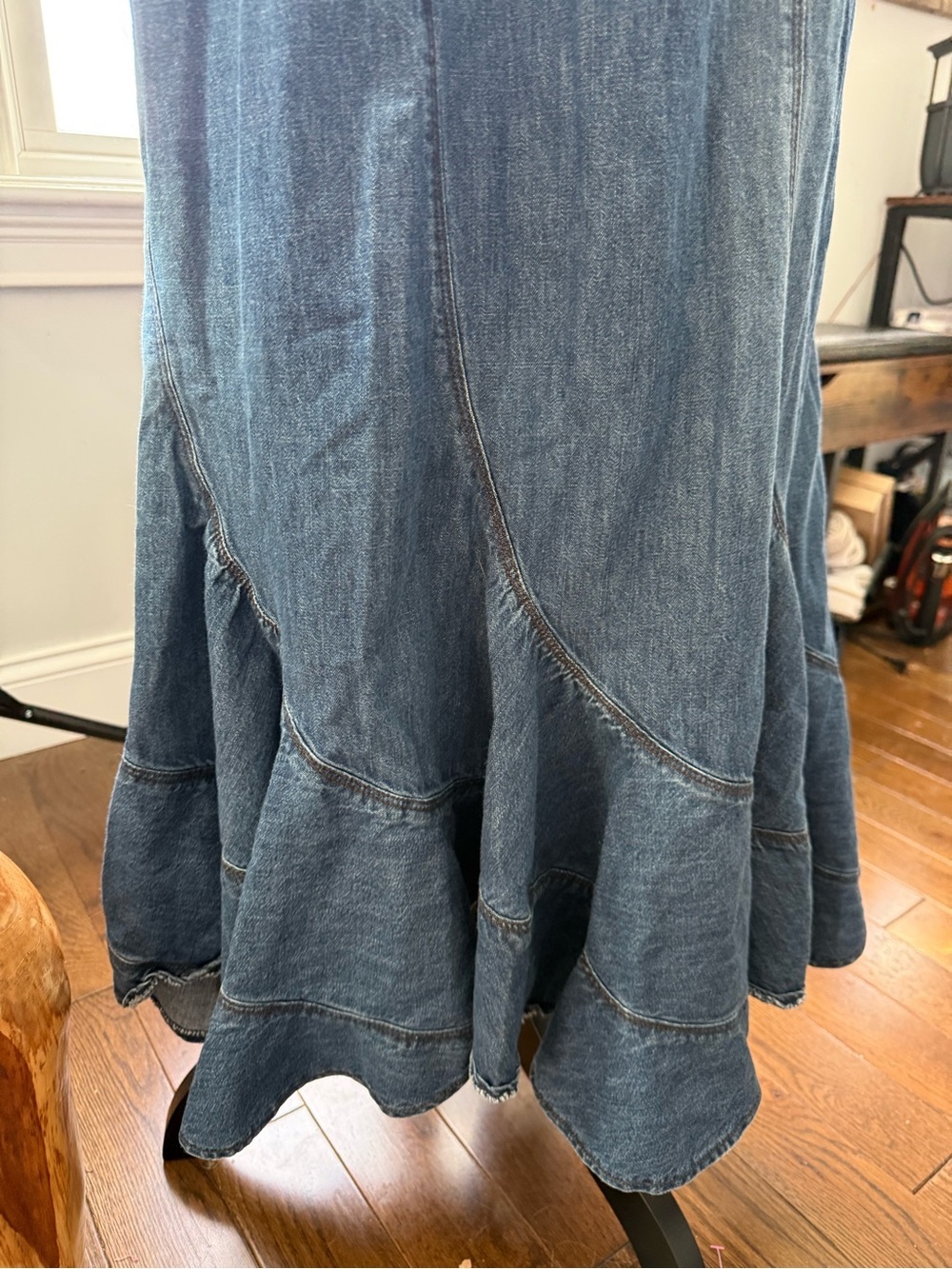 Style & Co. Blue Denim Flared Midi Skirt Size 10 - Picture 2 of 6